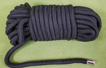 BLACK Bondage Rope - Pro Quality Cotton   3/8" - 32 feet  ~  $21.99